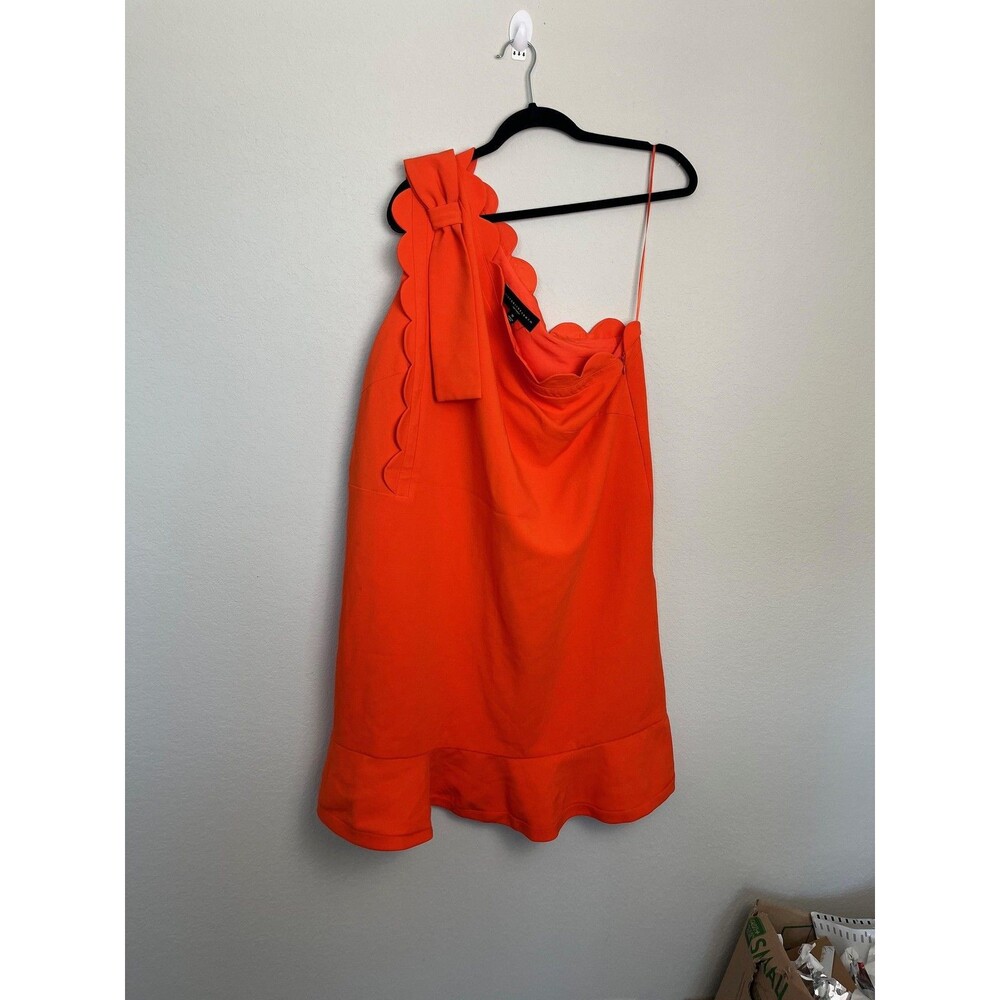 Victoria‎ Beckham For Target Dress Womens 1X Orange One Shoulder Ruffle Shift